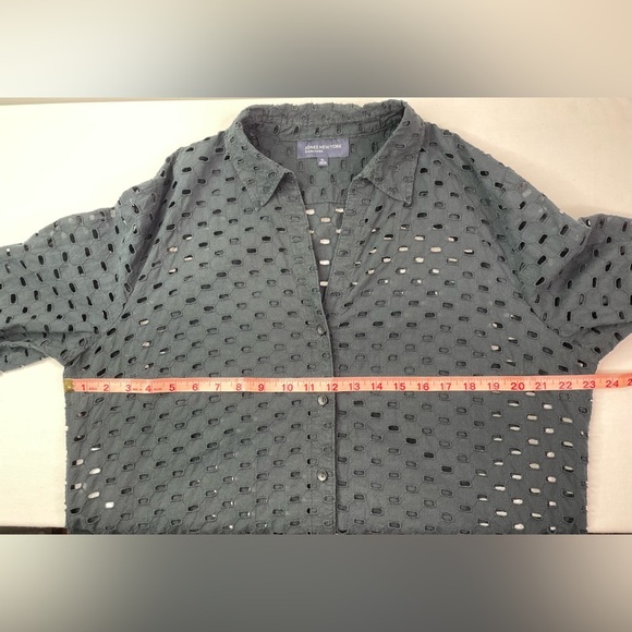 Jones New York Black Cut Out Long Sleeve Blouse Size XL - Picture 5 of 6